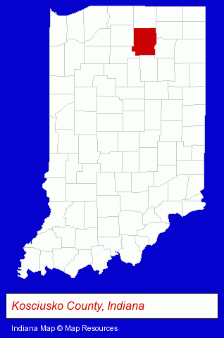 Indiana map, showing the general location of Hand Industries Inc