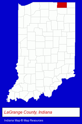 Indiana map, showing the general location of Crossroads RV Inc