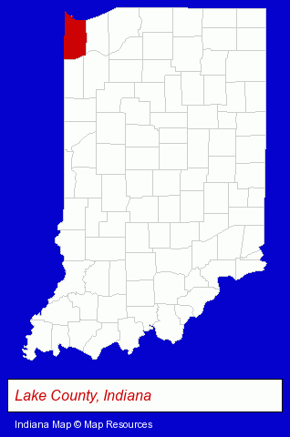 Indiana map, showing the general location of Trai-Corp Processing Inc