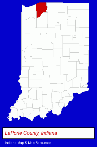 Indiana map, showing the general location of Sullair Corporation