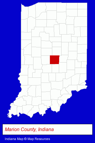 Indiana map, showing the general location of Marijane's Designer Portraits