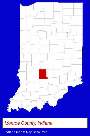 Indiana map, showing the general location of Bloomington Montessori School