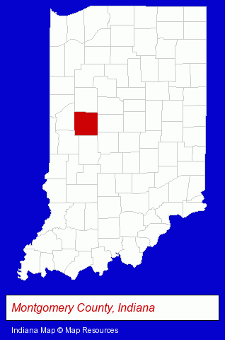 Indiana map, showing the general location of Midwest Bale Ties