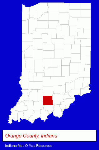 Indiana map, showing the general location of Orleans Public Library