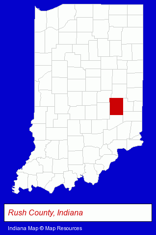 Indiana map, showing the general location of Milroy Elementary School