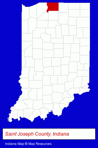 Indiana map, showing the general location of Jatex Inc