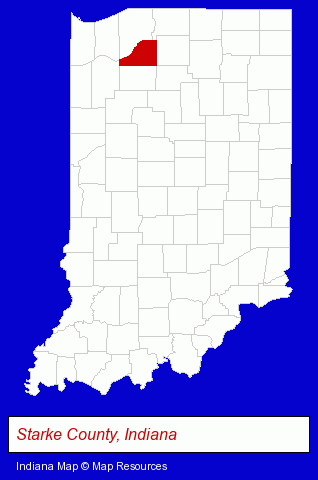 Indiana map, showing the general location of Starke County Public Library