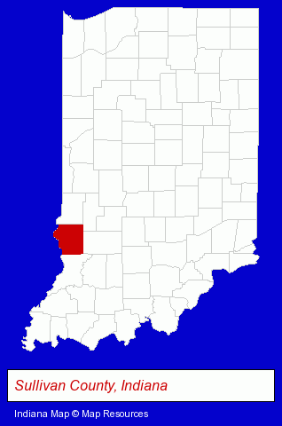 Indiana map, showing the general location of Sullivan County Community HOSP