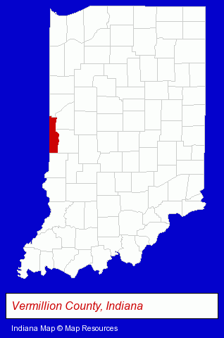 Indiana map, showing the general location of Cloyd G Thomas Dds