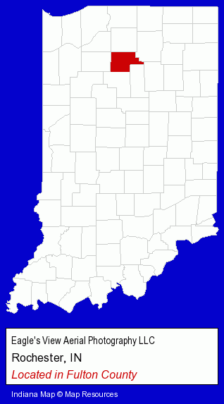 Indiana counties map, showing the general location of Eagle's View Aerial Photography LLC