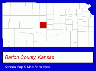Kansas map, showing the general location of Kansas Wetlands Education Center