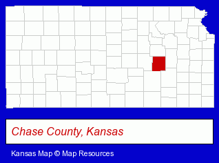 Kansas map, showing the general location of Tallgrass Prairie National Preserve