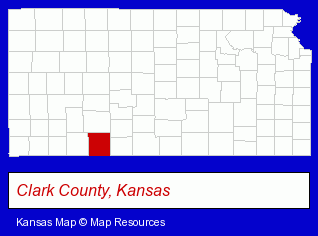 Kansas map, showing the general location of Ashland Public Library
