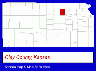 Kansas map, showing the general location of Big Lakes Developmental Center