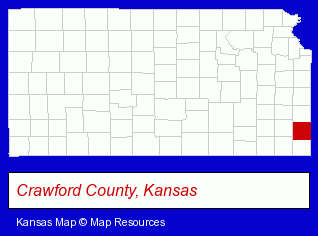 Kansas map, showing the general location of Progressive Products Inc
