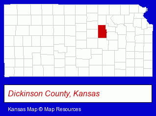 Kansas map, showing the general location of Mutual Aid Association