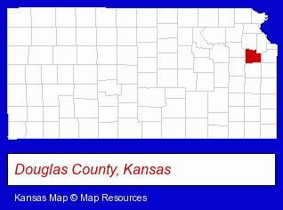 Kansas map, showing the general location of Lawrence Family Medicine - Pamela Huerter MD