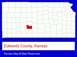 Kansas map, showing the general location of Kinsley-Offerle Public Schools