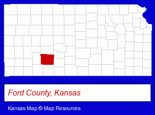 Kansas map, showing the general location of Dodge City Public Library