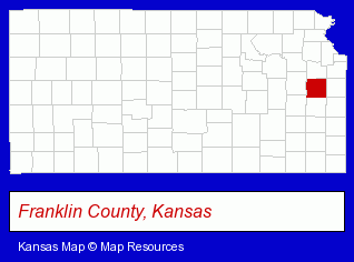 Kansas map, showing the general location of Central Heights Elementary SCH