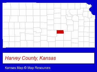 Kansas map, showing the general location of DYCK Arboretum of the Plains