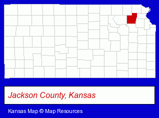 Kansas map, showing the general location of Kansas Wind Power