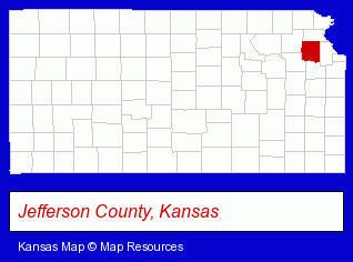 Kansas map, showing the general location of Meriden Gun Shop