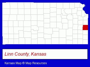 Kansas map, showing the general location of Cookees Drive In