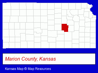 Kansas map, showing the general location of Marion City Library
