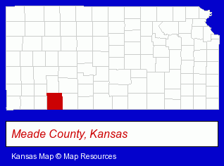Kansas map, showing the general location of Meade Public Library