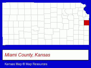 Kansas map, showing the general location of Louisburg Library