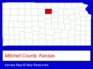 Kansas map, showing the general location of Nckcn