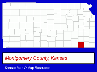 Kansas map, showing the general location of Caney Golf Club