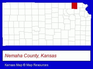 Kansas map, showing the general location of KMZA