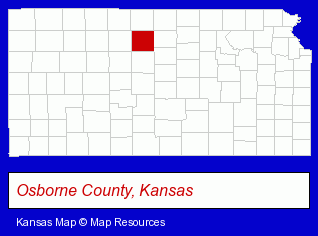 Kansas map, showing the general location of United National Bank