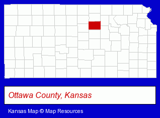 Kansas map, showing the general location of Ottawa County Health Center