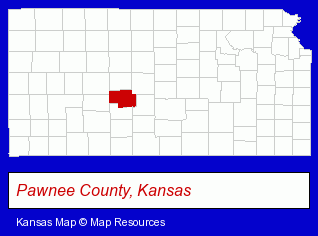Kansas map, showing the general location of Larned Veterinary Clinic