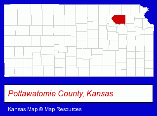 Kansas map, showing the general location of Friendship House
