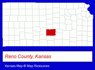 Kansas map, showing the general location of Dr. John Dunn Meschke