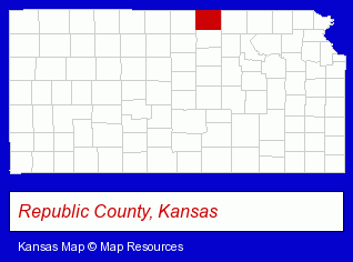 Kansas map, showing the general location of New Century Bank