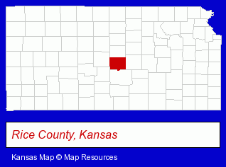 Kansas map, showing the general location of Alden State Bank