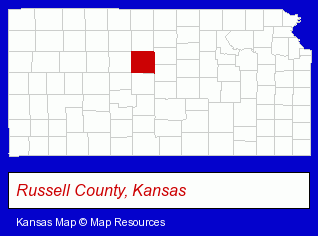 Kansas map, showing the general location of Wilson State Bank