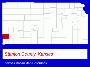 Kansas map, showing the general location of Stanton County Hospital - Jose L Hinojosa MD