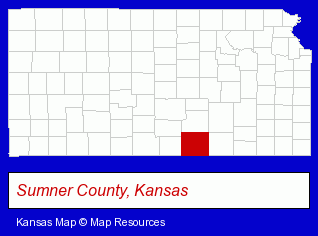 Kansas map, showing the general location of Gold Corner