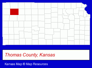 Kansas map, showing the general location of Colby Library