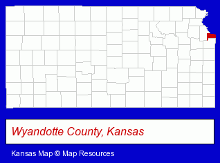 Kansas map, showing the general location of Associated Wholesale Grocers