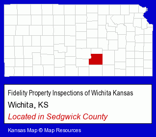 Kansas counties map, showing the general location of Fidelity Property Inspections of Wichita Kansas