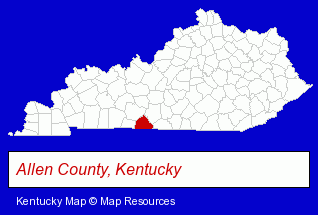 Kentucky map, showing the general location of Bloink Chiropractic