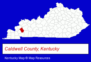 Kentucky map, showing the general location of Newsom Store