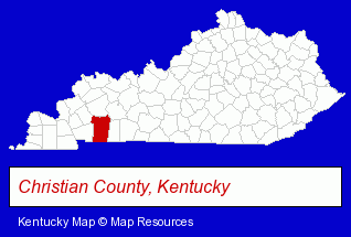 Kentucky map, showing the general location of Christian County WIC